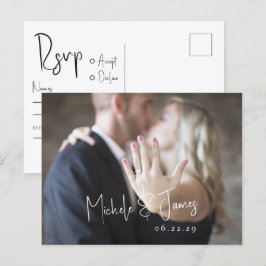 Postal De Invitación Tipografía de letra minimalista Foto RSVP de boda