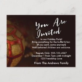 Postal De Invitación Tipografía "Estás invitado" con foto roja y dorada