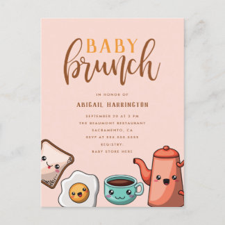 Postal De Invitación Tipografía moderna Kawaii Baby Brunch