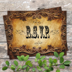 Postal De Invitación tipografía rústica de la boda de campo occidental 