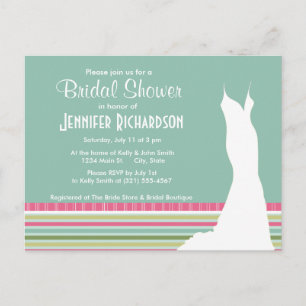 Postal De Invitación Tiras finas de color verde y rosa