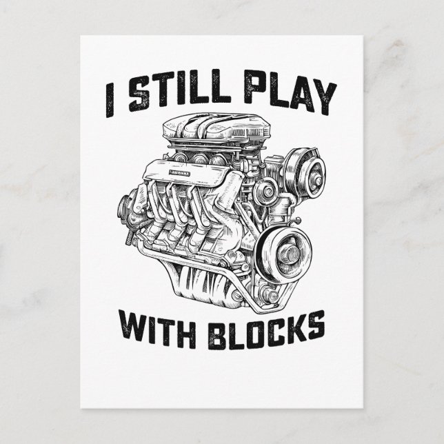 Postal De Invitación Todavía Juego Con Blocks Car Mechanic (Anverso)