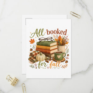 Postal De Invitación Todo reservado para otoño Libros Café Acogedor Oto