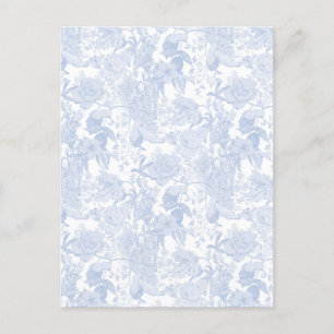 Postal De Invitación Toile floral victoriano en azul de Wedgewood