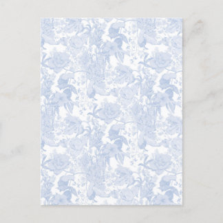 Postal De Invitación Toile floral victoriano en azul de Wedgewood