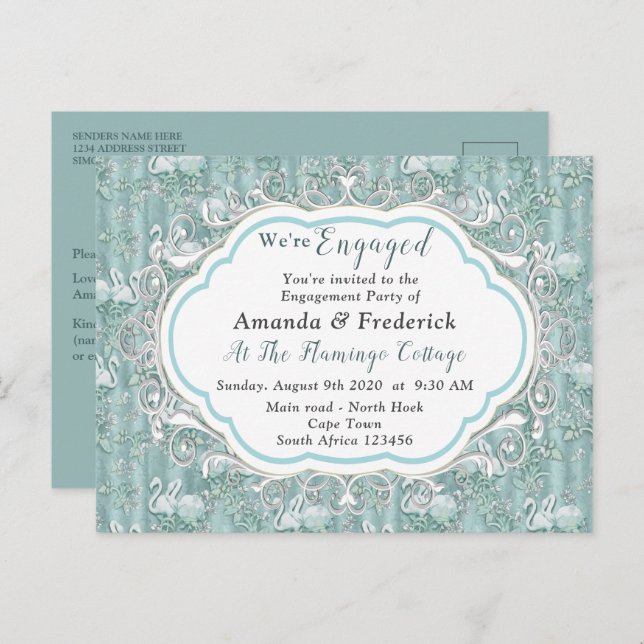 Postal De Invitación Tonos pasteles suaves de verde sabio (Anverso / Reverso)