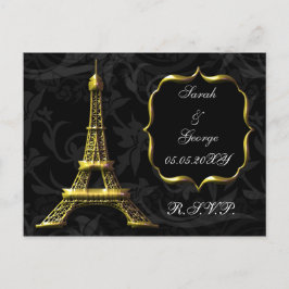 Postal De Invitación Torre Eiffel Oro Boda francesa rsvp