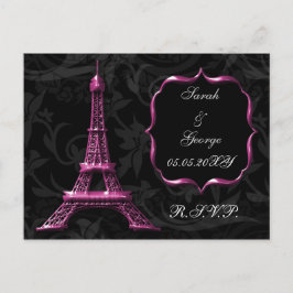 Postal De Invitación torre rosa Eiffel Boda francesa rsvp