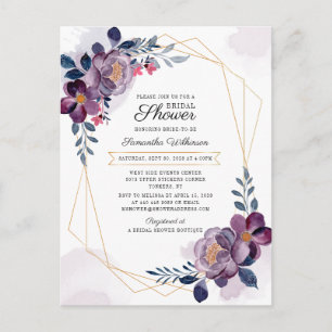 Postal De Invitación Torta Nupcial Floral Rosa Geométrica Moderna