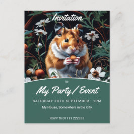 Postal De Invitación Trato otoñal de Hamster
