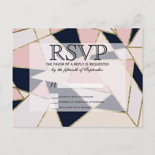 Postal De Invitación Triángulos geométricos de oro elegantes (Anverso)