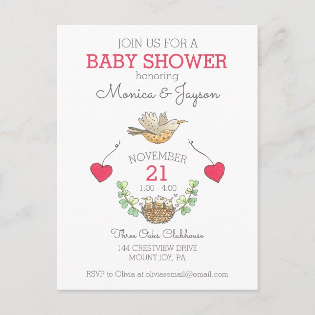 Postal De Invitación Triplets Baby Shower (Anverso)
