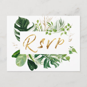 Postal De Invitación Tropical deja Boda dorado solicitud de canción RSV