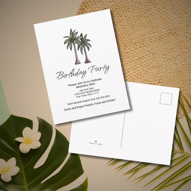 Postal De Invitación Tropical Palm Trees Elegant 30th Birthday Party (Subido por el creador)