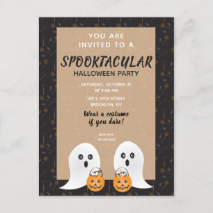 Postal De Invitación Truco O Tratamiento Fantasma De Halloween Fantasma