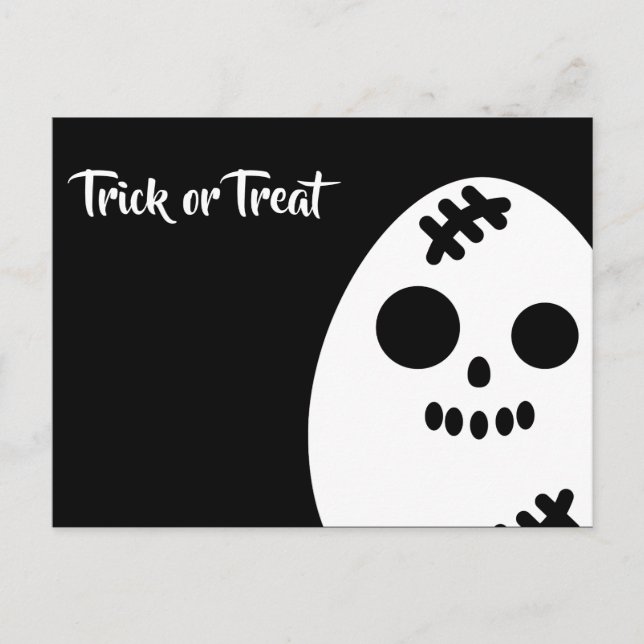 Postal De Invitación Truco o trato - Halloween - Calavera de huevo (Anverso)