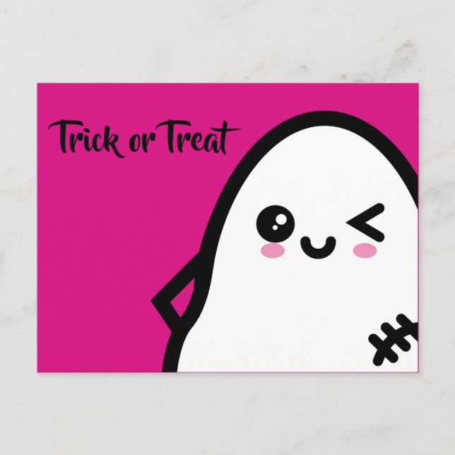 Postal De Invitación Truco o trato - Halloween - Huevo fantasma (Anverso)