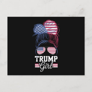 Postal De Invitación Trump Chica Messy Bun EE.UU. 47 Presidente