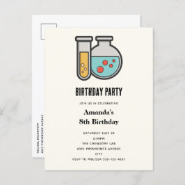 Postal De Invitación Tubo de prueba de química y cumpleaños del vaso