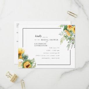 Postal De Invitación Tuscan Girasoles en Flor Ducha de Novia Blanca