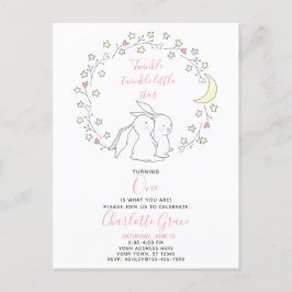 Postal De Invitación Twinkle Twinkle Little Star Bunny 1er cumpleaños