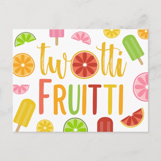 Postal De Invitación Twotti Fruitti Citrus Ice Pops Segundo Cumpleaños (Anverso)