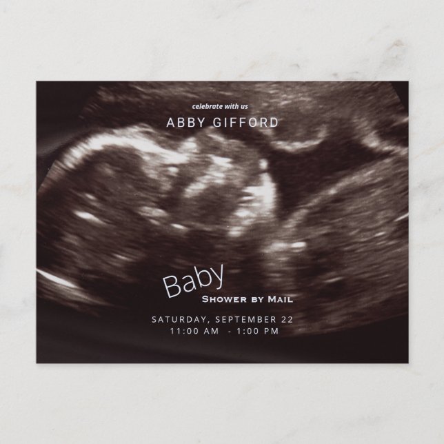 Postal De Invitación Ultrasonido Foto Baby Shower por Mail Blue (Anverso)
