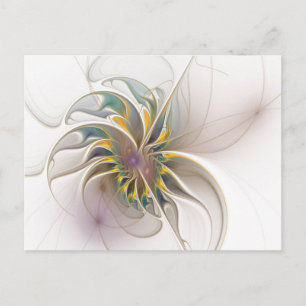 Postal De Invitación Un adorno fractal colorido. Arte de flor abstracta