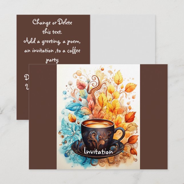 Postal De Invitación Un café con flores (Anverso / Reverso)