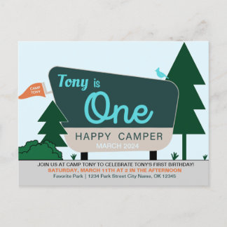 Postal De Invitación UN FELIZ CAMPER - Primer cumpleaños