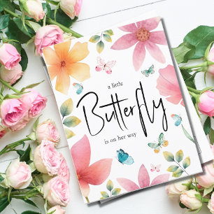 Postal De Invitación Un pequeño Baby Shower mariposa