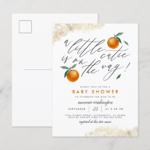 Postal De Invitación Un pequeño Naranja neutral de Baby Shower
