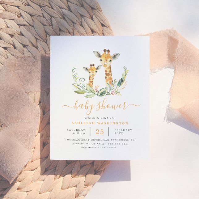 Postal De Invitación Un poco de género neutro Giraffe tema Baby Shower (Subido por el creador)