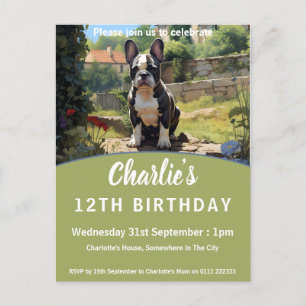 Postal De Invitación Un reloj de la tarde del Bulldog francés