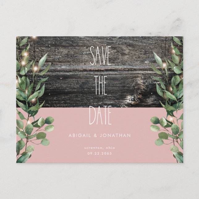 Postal De Invitación Un Rosa rústico y polvoriento casamiento salva la  (Anverso)