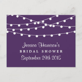 Postal De Invitación Una Cadena Moderna Enciende La Ducha Morada Bridal