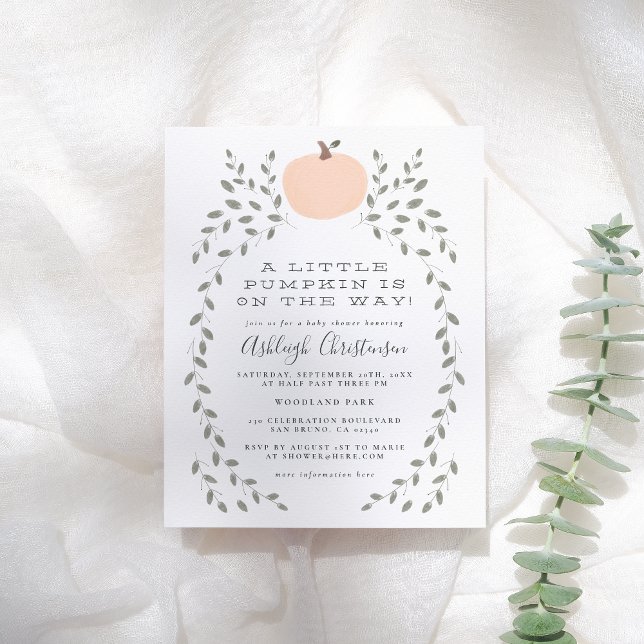 Postal De Invitación Una Calabaza Está En Camino De Baby Shower (Subido por el creador)