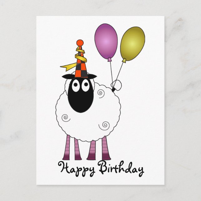 Postal De Invitación Una linda oveja a la hora del fiesta. (Anverso)