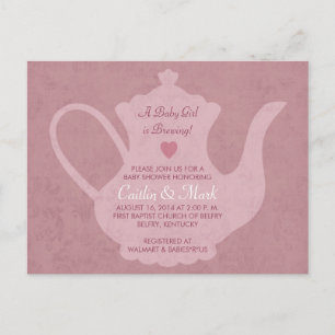 Postal De Invitación Una niña bebé está preparando una ducha de Fiesta