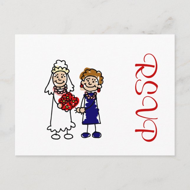 Postal De Invitación Una novia Boda lesbiana (Anverso)