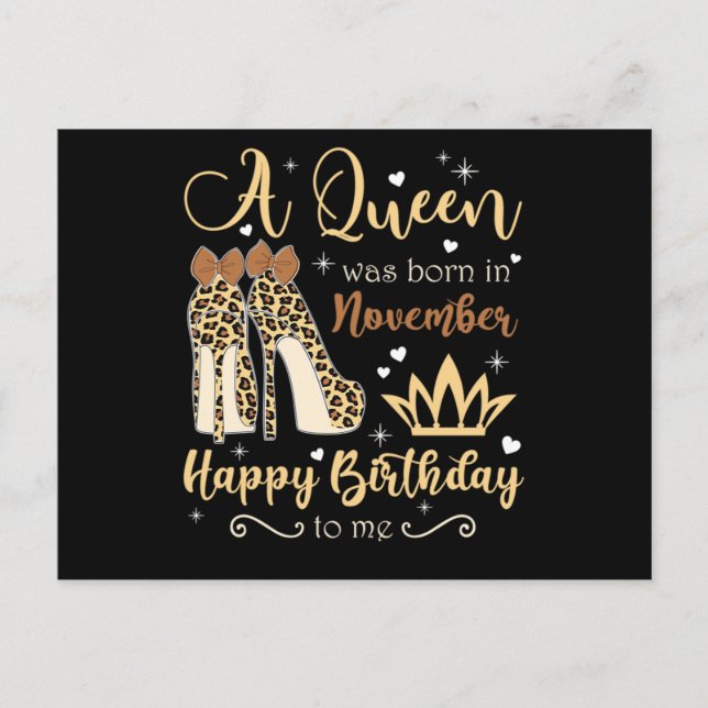 Postal De Invitación Una reina nació en noviembre feliz cumpleaños (Anverso)