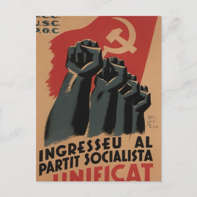 Postal De Invitación Únete al Poster Fiesta de Propaganda de Unidad Soc (Anverso)