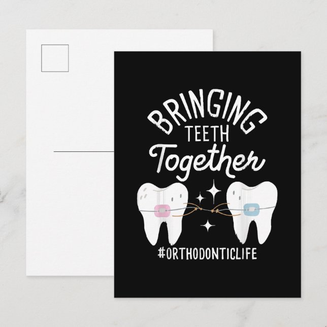 Postal De Invitación Unir los dientes - Ortodoncista  (Anverso / Reverso)
