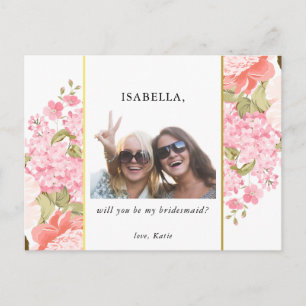 Postal De Invitación Usted será mis Peonies y Hydrangeas de la dama de