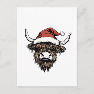 Postal De Invitación Vaca de las Tierras Altas Navidad Xmas Santa Lanud