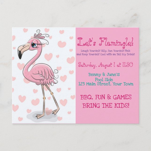 Postal De Invitación Vámonos Flamingle (Anverso)