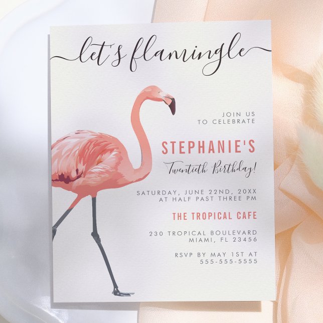 Postal De Invitación Vamos a Flamingle | Fiesta de Cumpleaños Moderna d (Subido por el creador)
