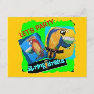 Postal De Invitación Vamos a la Fiesta - Loros