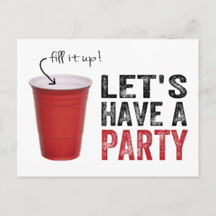 Postal De Invitación ¡Vamos a tener un Fiesta! Funny Red Cup