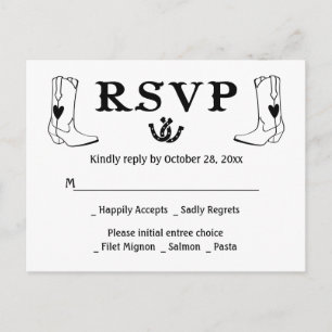 Postal De Invitación Vaquero del RSVP occidental bota rústico